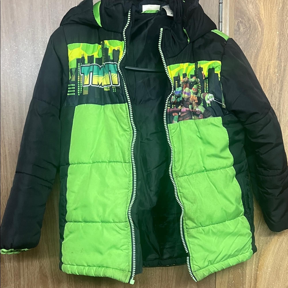 Nickelodeon TMNT Black and Green Kids Puffer Jacket